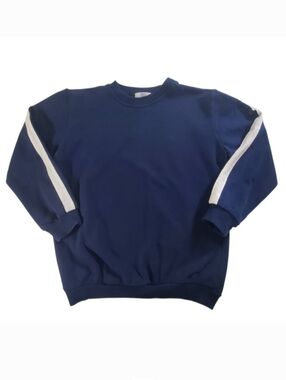 K1395 * Gianni Wardrobe Boys Striped Crewneck Sweatshirt Navy Blue Size 8-9